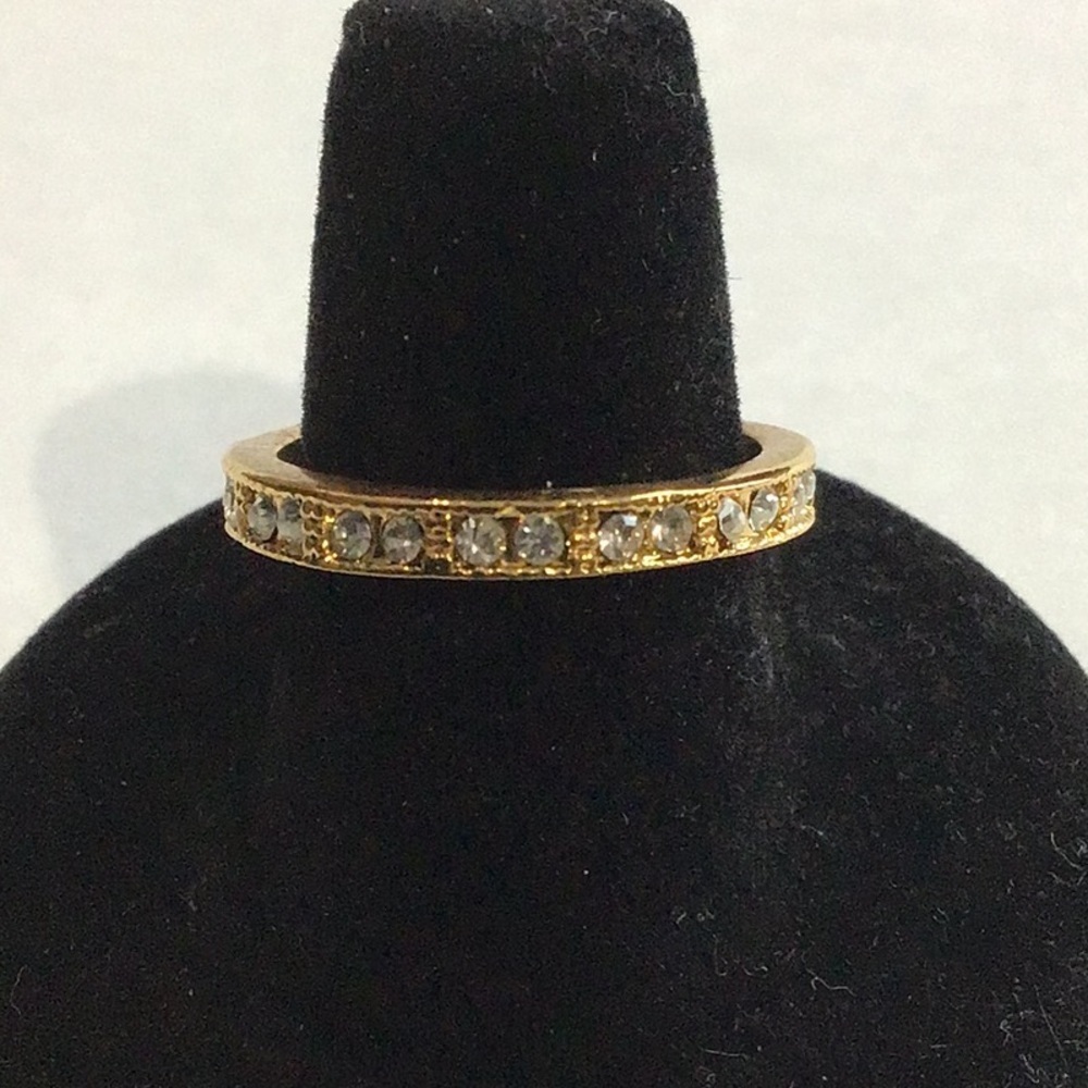 Gold Tone Eternity Band with Sparkling Stones - Size 7